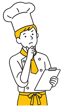 悩むシェフのイラスト